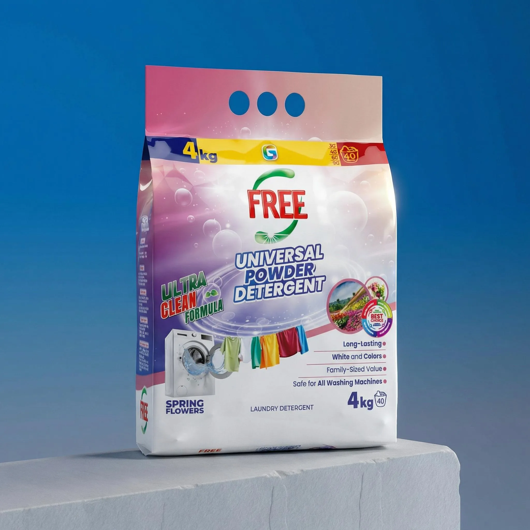 Detergent de rufe praf FREE – Universal Spring Flowers – 4 kg