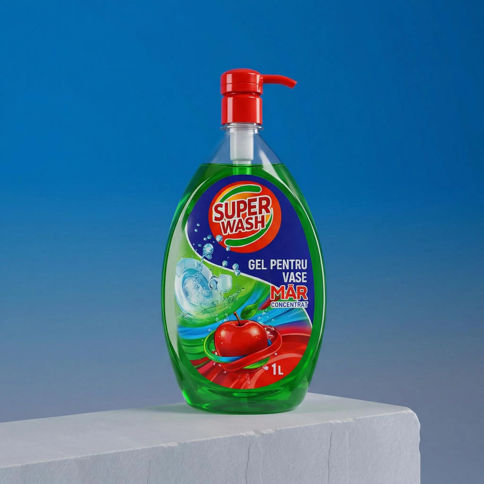 Detergent lichid de vase Super Wash – Măr  – 1L