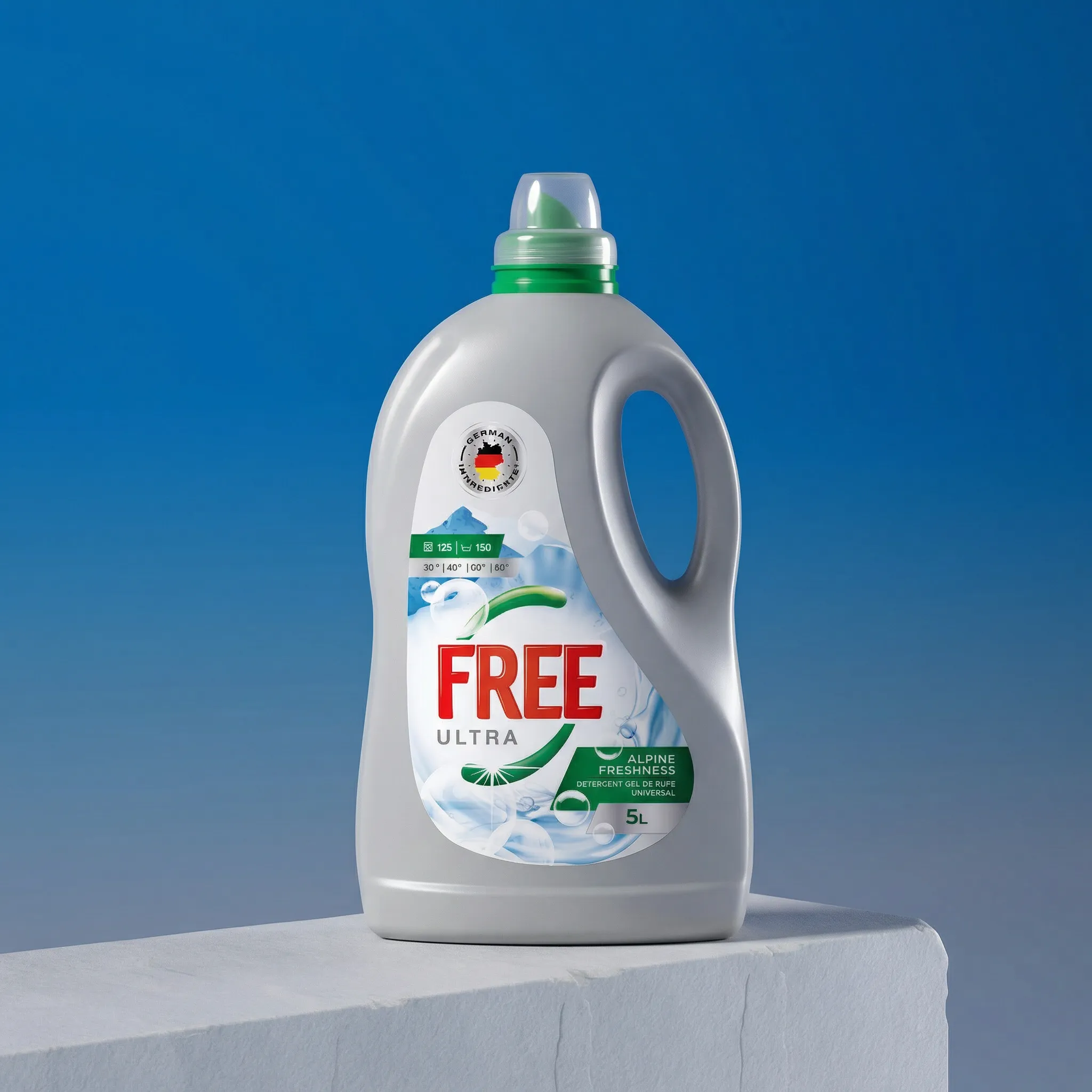 Detergent lichid rufe Ultra&Free – Alpine Fresh – Universal – 5L (125 spălări)