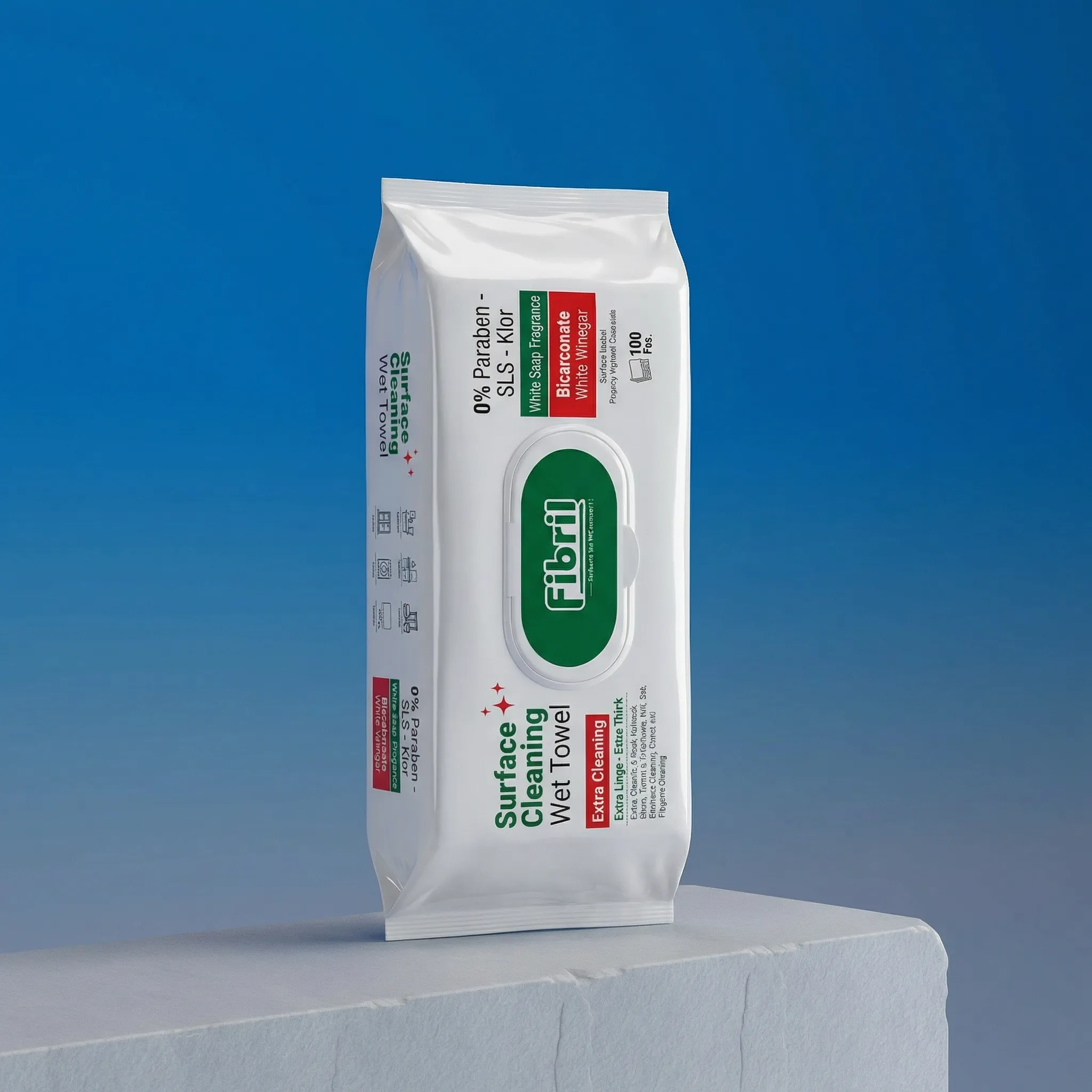 Șervețele umede pentru suprafețe FIBRIL – Oțet & Bicarbonat – 100 bucăți