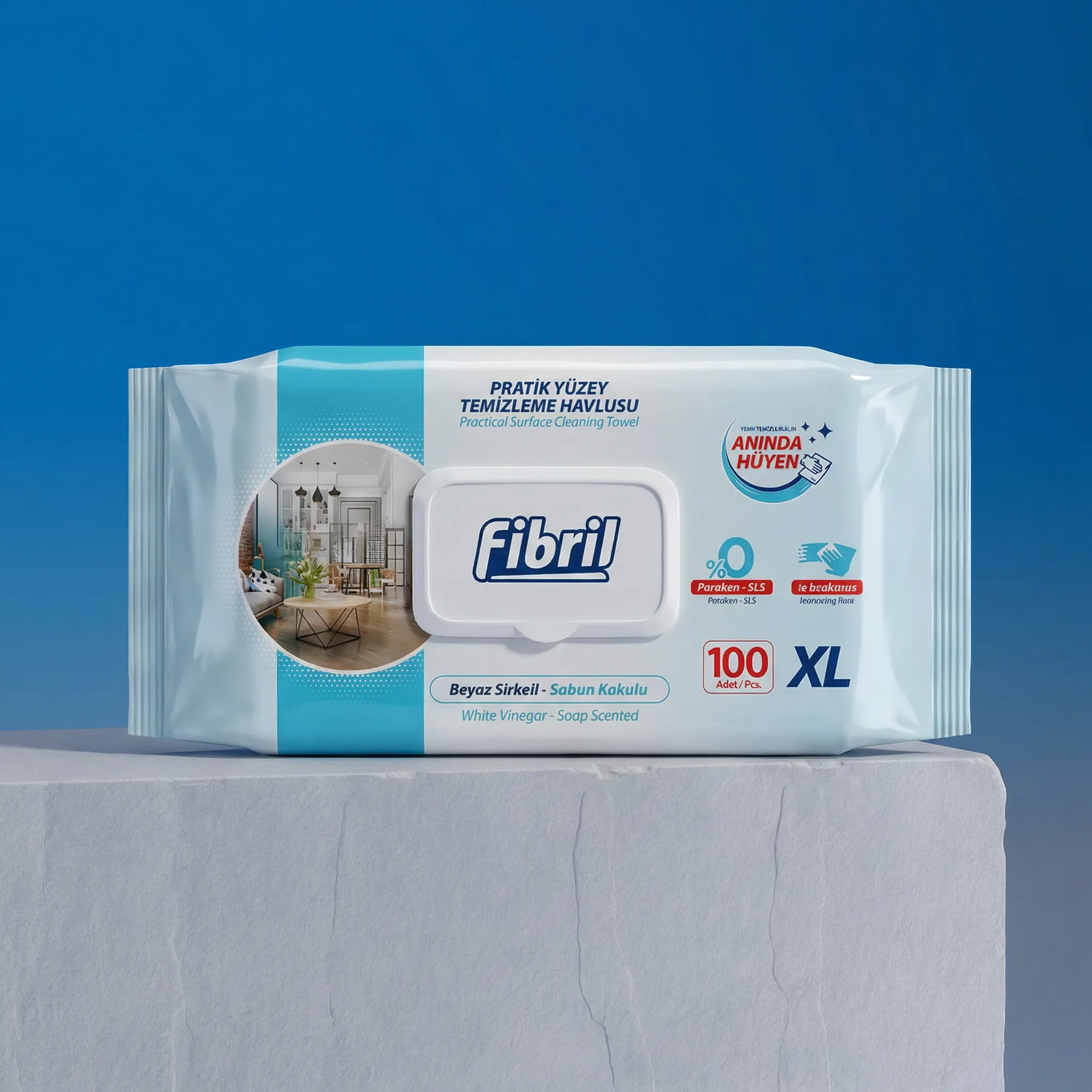 Șervețele umede pentru suprafețe FIBRIL – White Soap – 100 bucăți